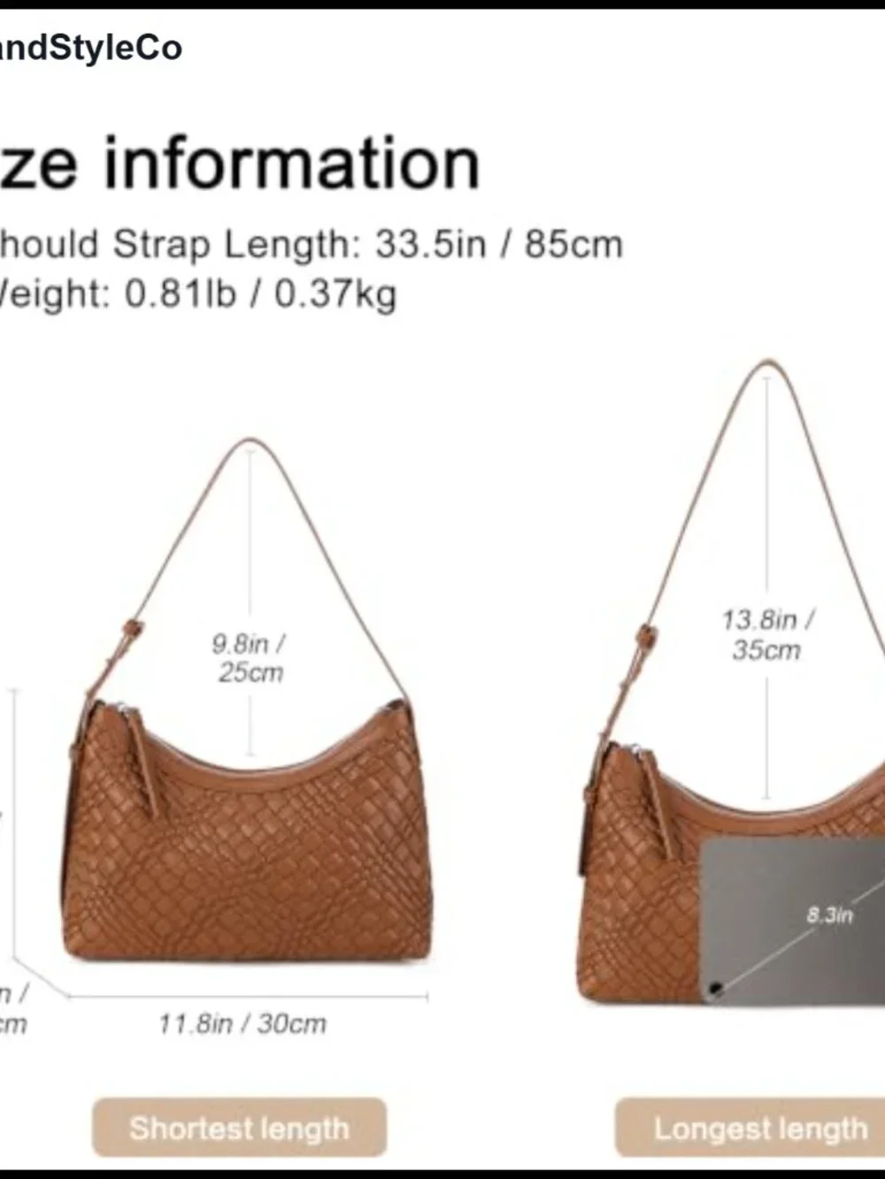 Handwoven Hobo Bag Vegan Leather Shoulder Purse Adjustable Strap